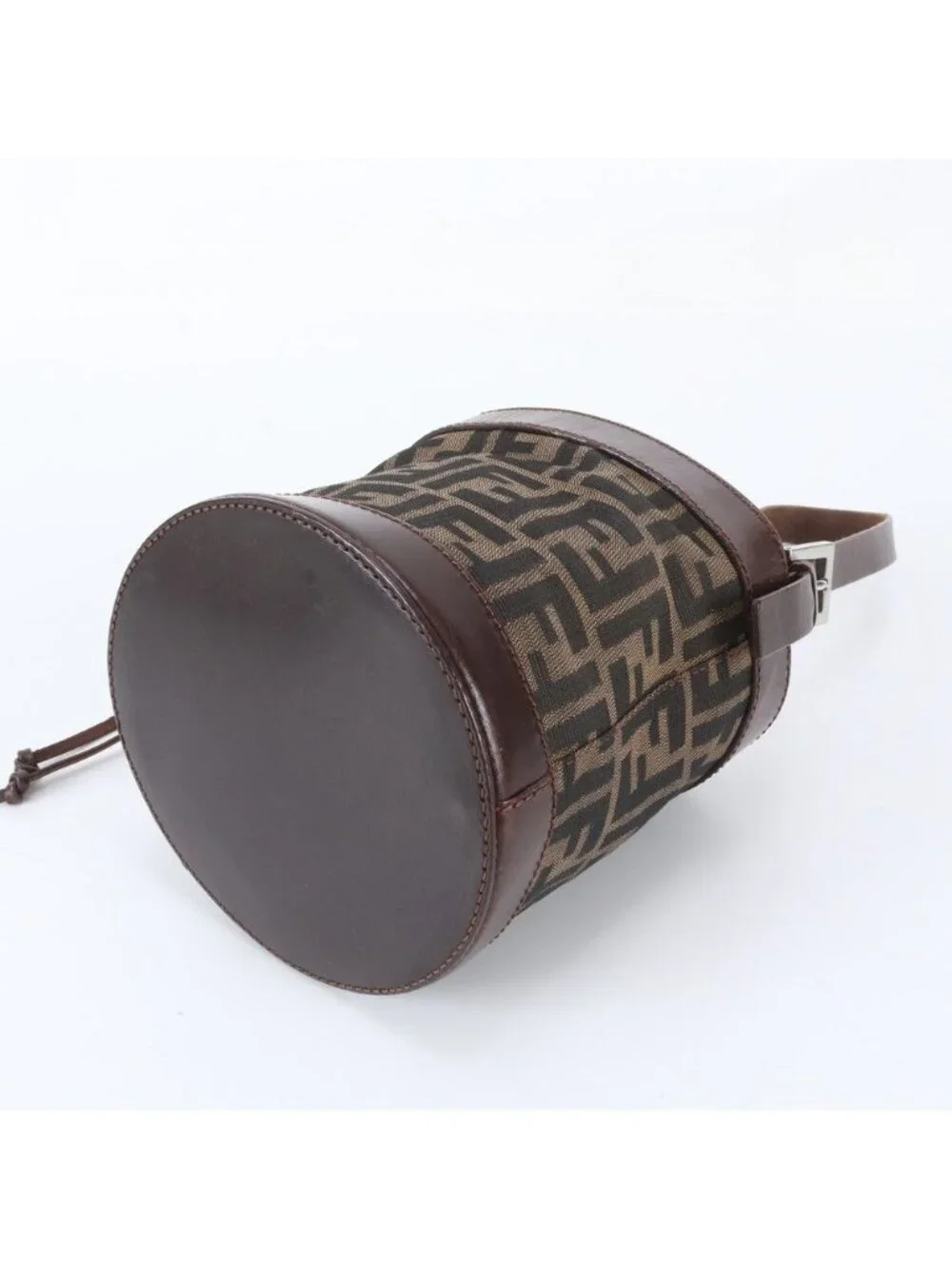 Fendi Zucca Leather Canvas Shoulder Bag Brown